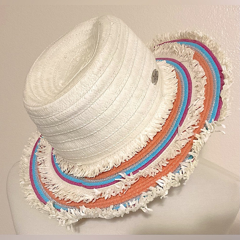 Caribbean Joe Adjustable Straw Island FRINGE HAT